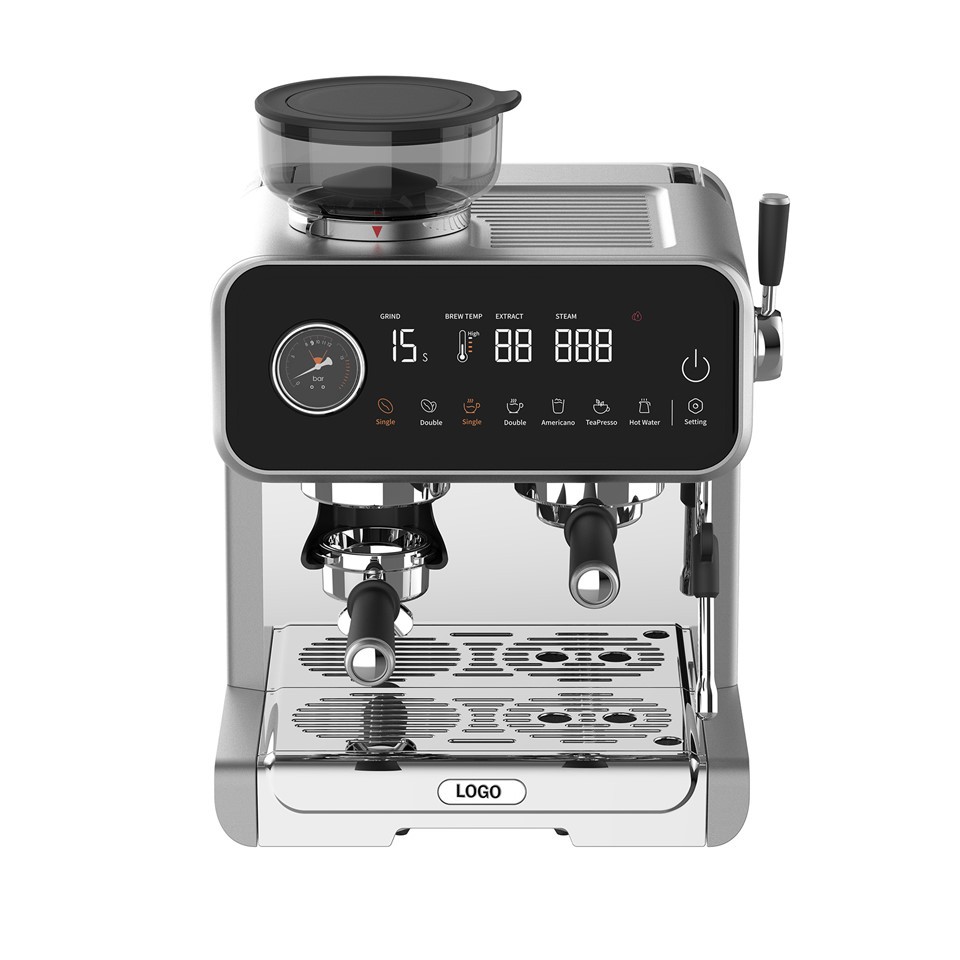 Espresso Machine With Grinder, Dual Boiler, 9 Bar Pressure, Smart Touchscreen Coffee & Tea Maker For Home And Commercial Use
